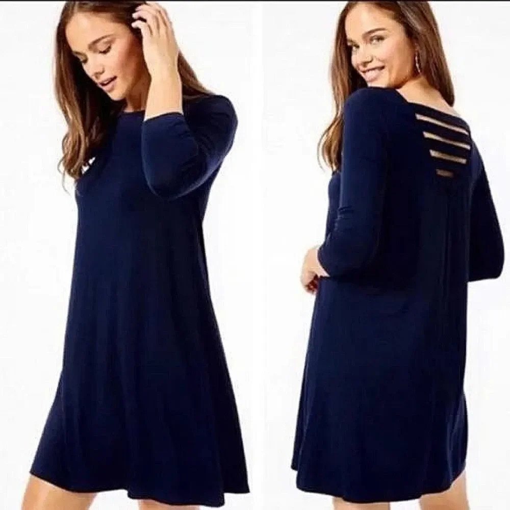 Lilly Pulitzer Women's Ophelia Midnight Navy Shift Swing Dress Size XXS